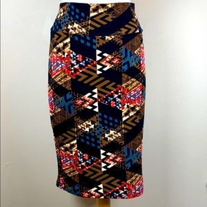 Lula Roe Patterned Stretchy Pencil Skirt